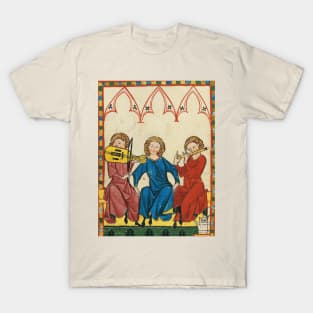 MEDIEVAL MUSIC AND MUSICIANS ,ANTIQUE MINIATURE WITH WILD ROSES T-Shirt